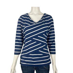 J McLaughlin Catalina Cloth Womens Shirt Medium 3/4 Sleeve Cross Front Striped